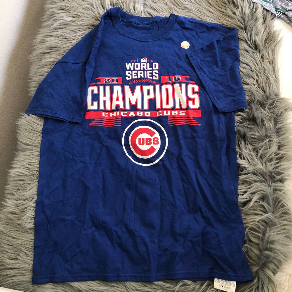 new chicago cubs world series champions blue t-shirt size large